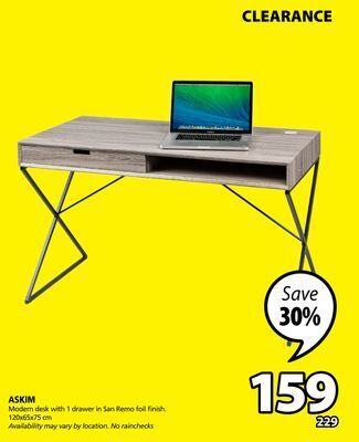 JYSK Askim modern desk with 1 drawer in san remo foil finish offer