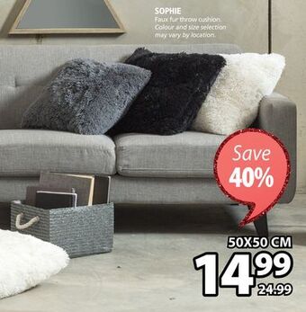 JYSK Sophie faux fur throw cushion offer