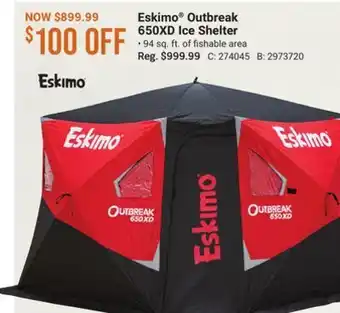 Bass Pro Eskimo® outbreak 650xd ice shelter offer