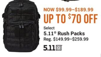 Bass Pro Select 5.11® rush packs offer
