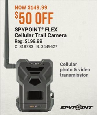 Bass Pro Spypoint® flex cellular trail camera offer