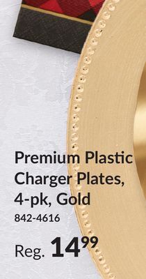 Party City Premium plastic charger plates, 4-pk, gold offer