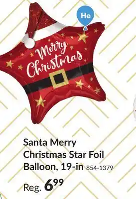 Party City Santa merry christmas star foil balloon, helium inflation included, 19-in offer