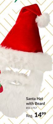 Party City Santa hat with beard, adult, one size offer