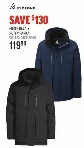 Sport Chek Ripzone men's relais puffy parka offer