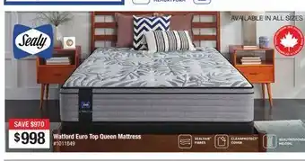 Bad Boy Superstore Sealy watford euro top queen mattress offer