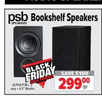2001 Audio Video Psb bookshelf speakers offer