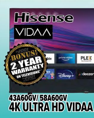 2001 Audio Video Hisense 43" 4k ultra hd vidaa offer