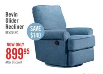 The Brick Bevin chenille swivel glider recliner - blue offer