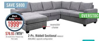 The Brick Riddell 2-piece chenille left-facing sectional - grey offer
