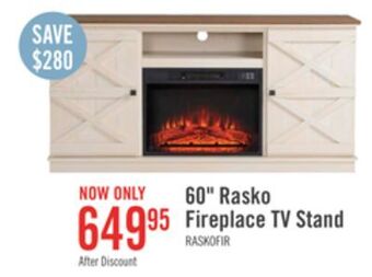 The Brick Rasko 60" tv stand with log fireplace offer