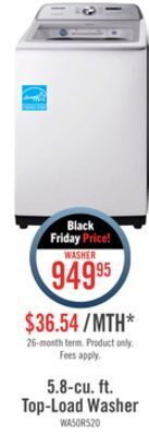 The Brick Samsung 5.8 cu. ft. top-load washer - wa50r5200aw/us offer