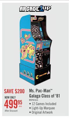 The Brick Arcade1up ms. pac-man™/galaga class of '81 arcade cabinet with riser offer