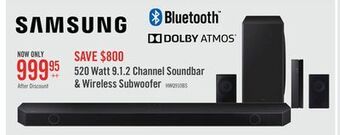 The Brick Samsung 9.1.2 channel soundbar with wireless subwoofer and rear speakers - hw-q910b/zc offer