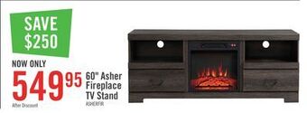 The Brick Asher 60" tv stand with log fireplace offer