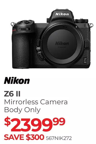 Henry's Nikon z6 ii mirrorless camera body offer