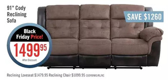 The Brick Cody two-toned polyester reclining sofa - brown offer