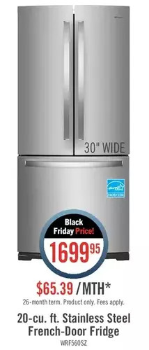 The Brick Whirlpool 20 cu. ft. french-door refrigerator - wrf560sfhz offer