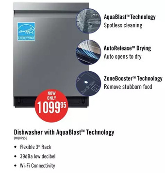 The Brick Samsung built-in dishwasher with aquablast™ technology - dw80r9950us/ac offer