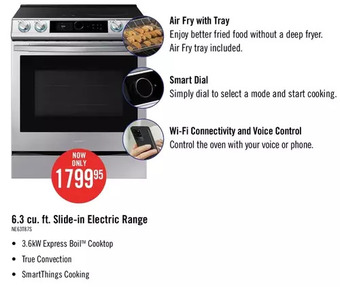 The Brick Samsung bespoke 6.3 cu. ft. slide-in electric range with true convection – ne63t8711ss/ac offer