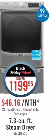 The Brick Maytag 7.3-cu. ft. steam dryer offer
