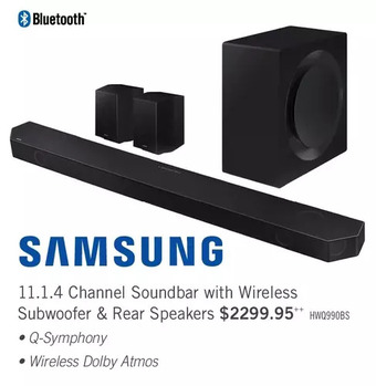 The Brick Samsung 11.1.4 channel soundbar with wireless subwoofer and rear speakers - hw-q990b/zc hwq990bs offer