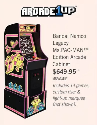The Brick Arcade1up bandai namco legacy ms. pac-man™ edition arcade cabinet with riser offer