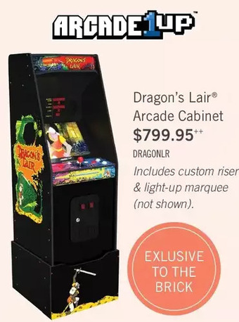 The Brick Arcade1up dragon’s lair® arcade cabinet with riser offer
