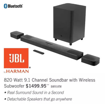 The Brick Jbl bar 9.1 true wireless surround 9.1-channel soundbar system with surround speakers and dolby atmos offer