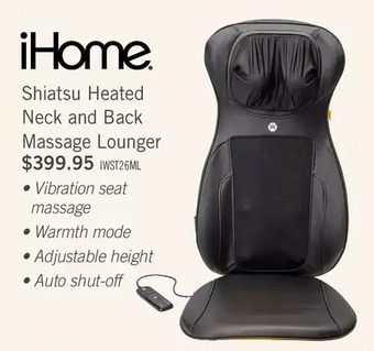 The Brick Ihome shiatsu heated neck and back massage lounger - iwst26b offer