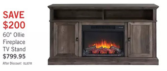 The Brick Ollie 60" tv stand with log fireplace offer