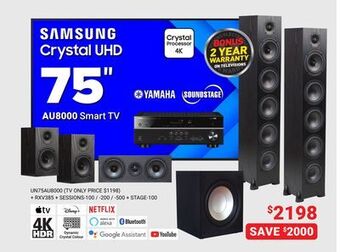Visions Electronics Samsung crystal uhd 75" au8000 smart tv offer