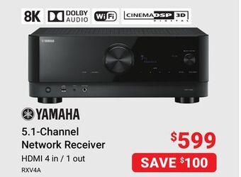 Visions Electronics Yamaha 4 in/1 out rxv4a 5.1-channel network receiver offer