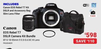 Visions Electronics Canon eos rebel t7 dslr camera kit bundle ef-s 18-55mm f/3.5-5.6 dc iii lens offer