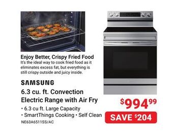 Visions Electronics Samsung 6.3 cu. ft. convection electric range with air fry offer