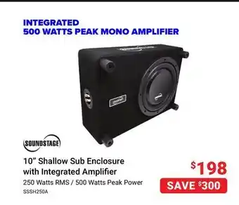 Visions Electronics Kenwood 10" shallow sub enclosure with integrated amplifier offer