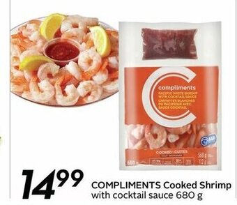 Safeway Compliments cooked shrimp with cocktail sauce offer