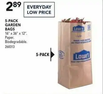 Lowe's 5-Pack Garden Bags offer