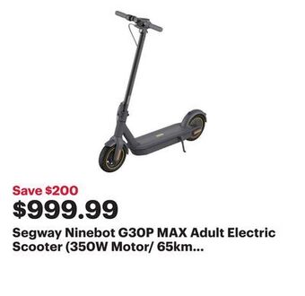 Best Buy Segway ninebot g30p max adult electric scooter (350w motor/ 65km range / 30km/h top speed) - dark grey offer