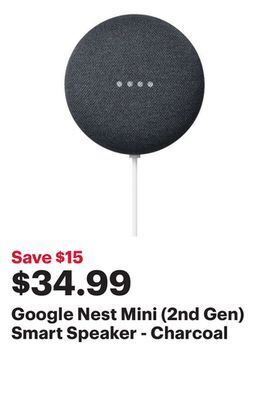 Best Buy Google nest mini (2nd gen) smart speaker - charcoal offer
