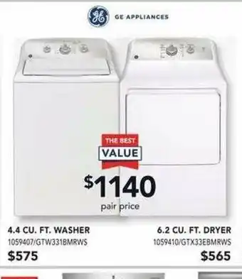 Lowe's 6.2 CU. FT. Dryer offer