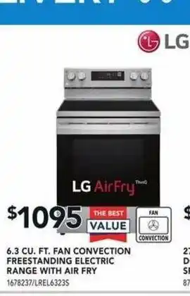 Lowe's 6.3 CU. FT. Fan Convection Freestanding Electric Range With Air Fry offer