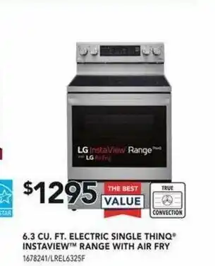 Lowe's 6.3 CU. FT. Electric Single Thinq Instaview Range With Air Fry offer