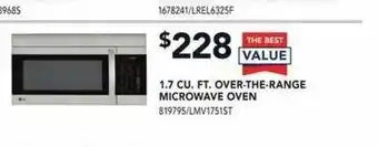 Lowe's 1.7 CU. FT. Over-The-Range Microwave Oven offer