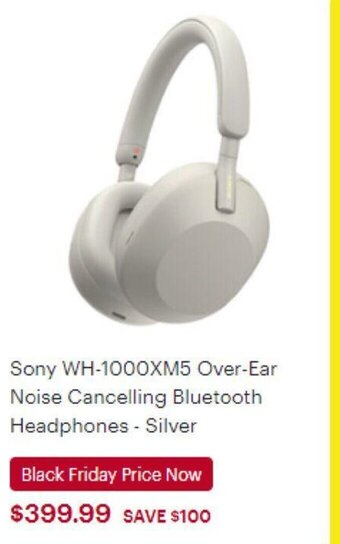 Best Buy Sony WH-1000xm5 Over Ear Noise Cancelling Bluetooth Headphones - Silver offer