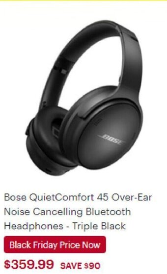 Best Buy Bose QuietComfort 45 Over ear Noise Cancelling Bluetooth Headphones - Triple Black offer
