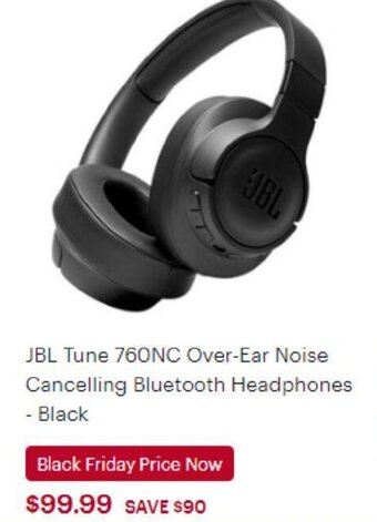 Best Buy JBL Tune 760NC Over Ear Noise Cancelling Bluetooth Headphones - Black offer
