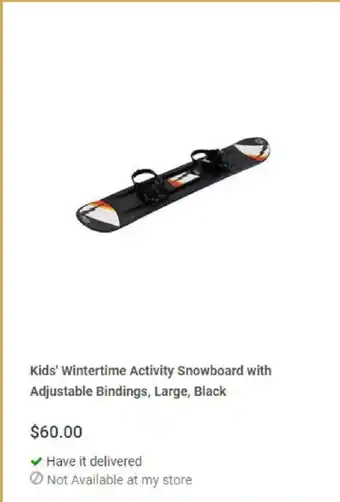 Giant Tiger Kids' Wintertime Activity Snowboard With Adjustable Bindings, Large, Black offer