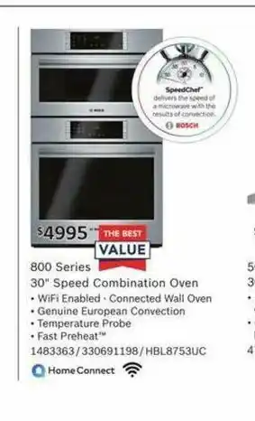 800 Series 30* Speed Combination Oven