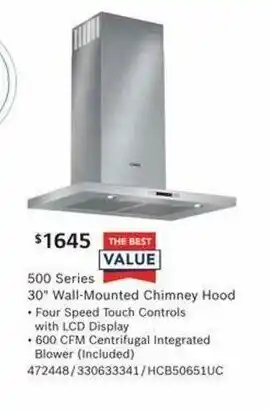 Lowe's 500 Series 30* Walll-Mounted Chimney Hood offer